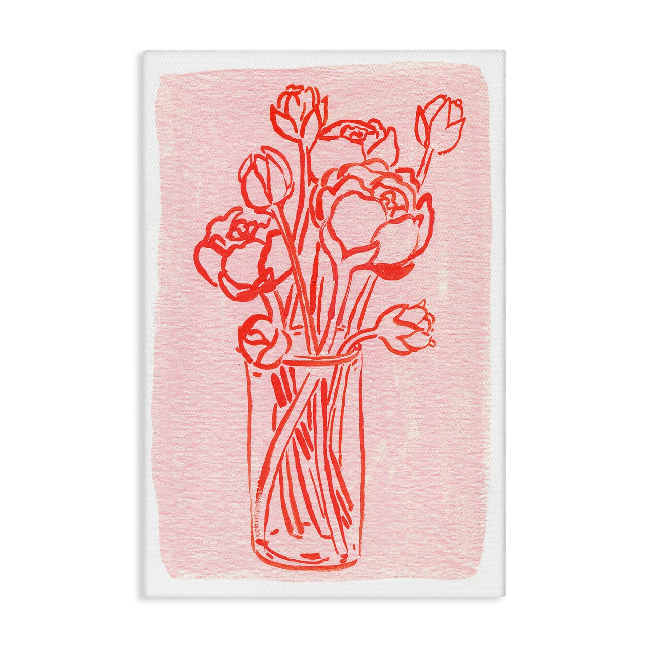 Stupell Industries Outlined Peony Vase Canvas Design by Hannah Moren
